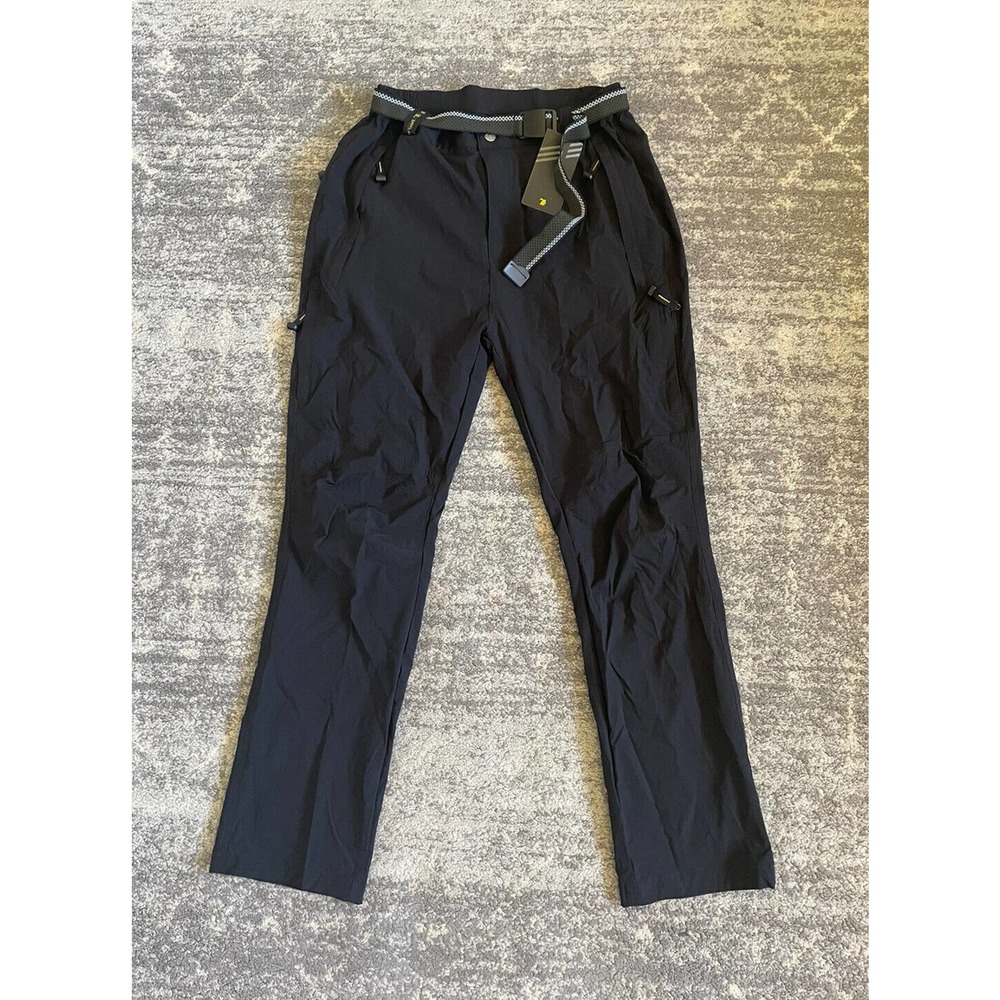 Outdoor Sports Mens XL Pants Black Zipper Pockets Belted Hiking NWT M9